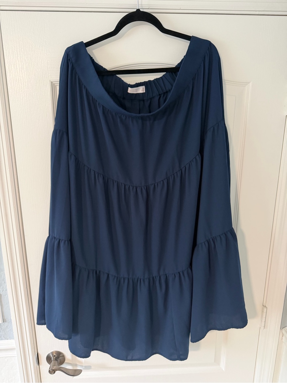 Navy Blue Tiered Maxi Skirt